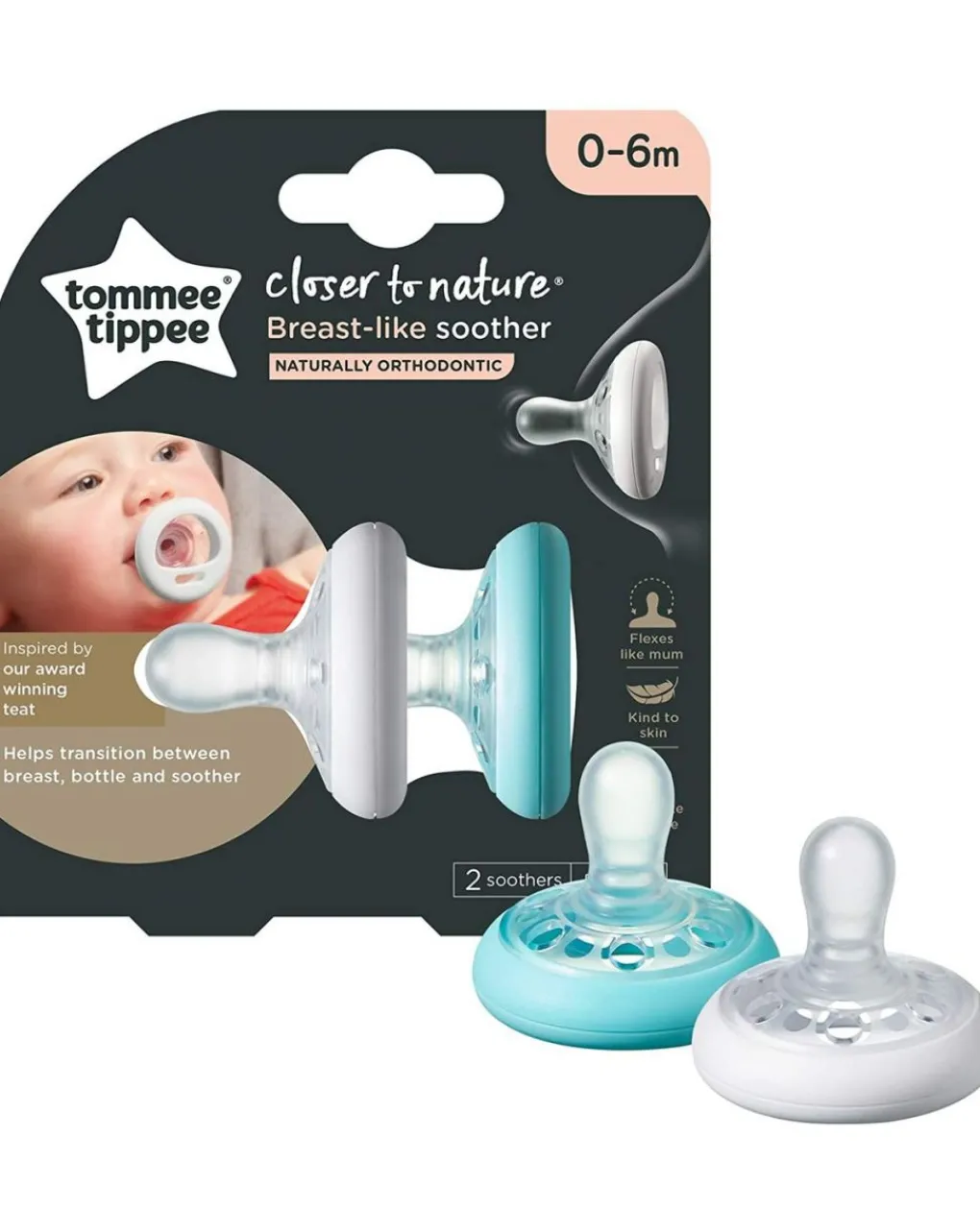 Tommee Tippee Succhietti-2 Succhi Simili Al Seno Mat0-6M