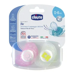 Chicco Succhietti-2 Succhietti Physio Air Silicone 0-6M Rosa/Viola