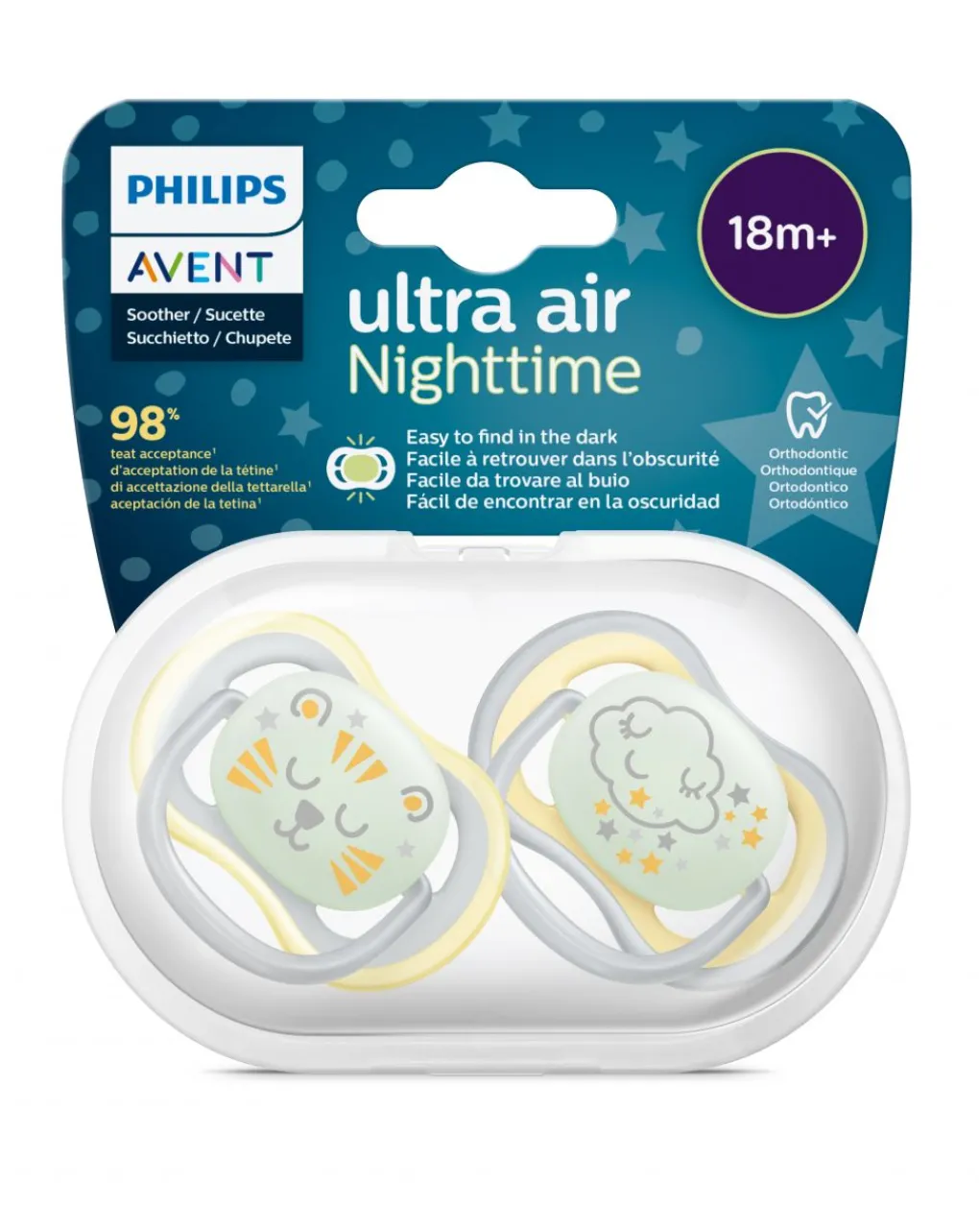 Philips Avent Succhietti-2 Succhietti Ultra Air Night 18M+ Neutro -