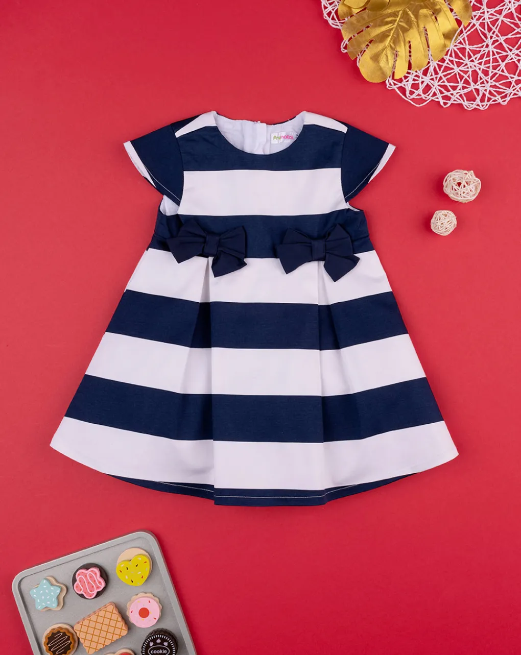 Prenatal Vestiti E Completi-Abito Bimba Rigato Blu