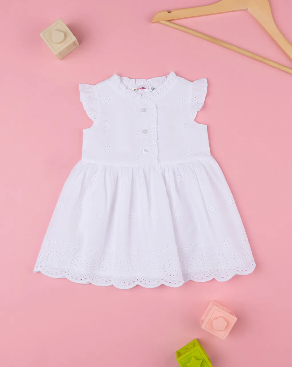 Prenatal Vestiti E Completi-Abito Bimba Sangallo Bianco