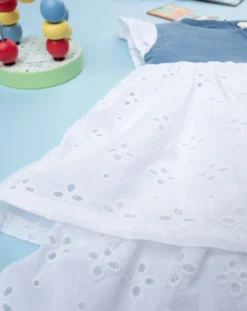 Prenatal Vestiti E Completi-Abito Bimba Tencel E Sangallo