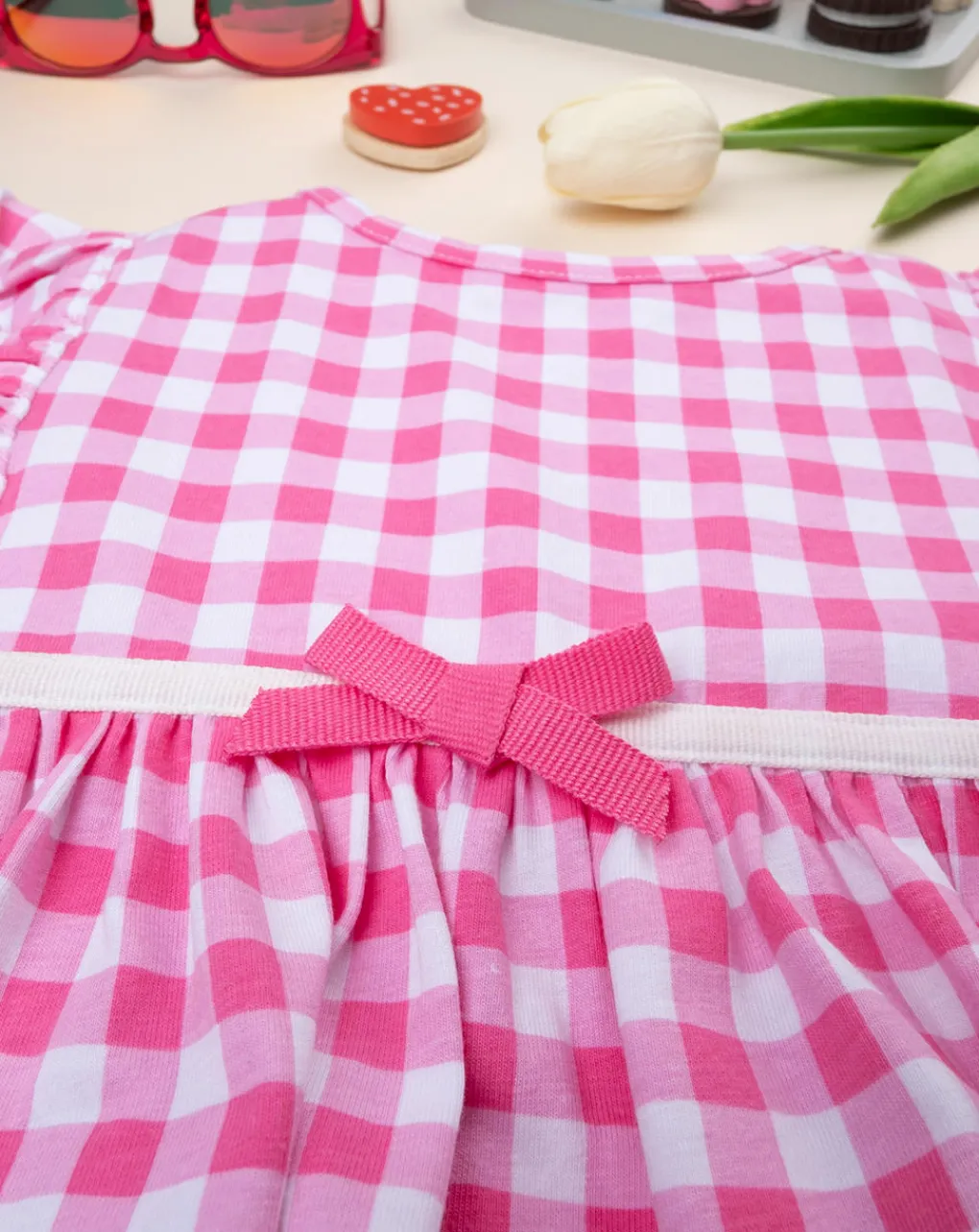 Prenatal Vestiti E Completi-Abito Estivo Bimba In Jersey A Quadretti