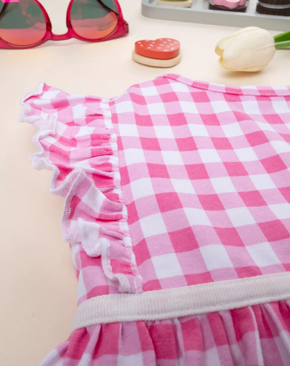 Prenatal Vestiti E Completi-Abito Estivo Bimba In Jersey A Quadretti