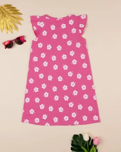 Prenatal Vestiti E Completi-Abito Fucsia Bambina Jersey Margherite Allover
