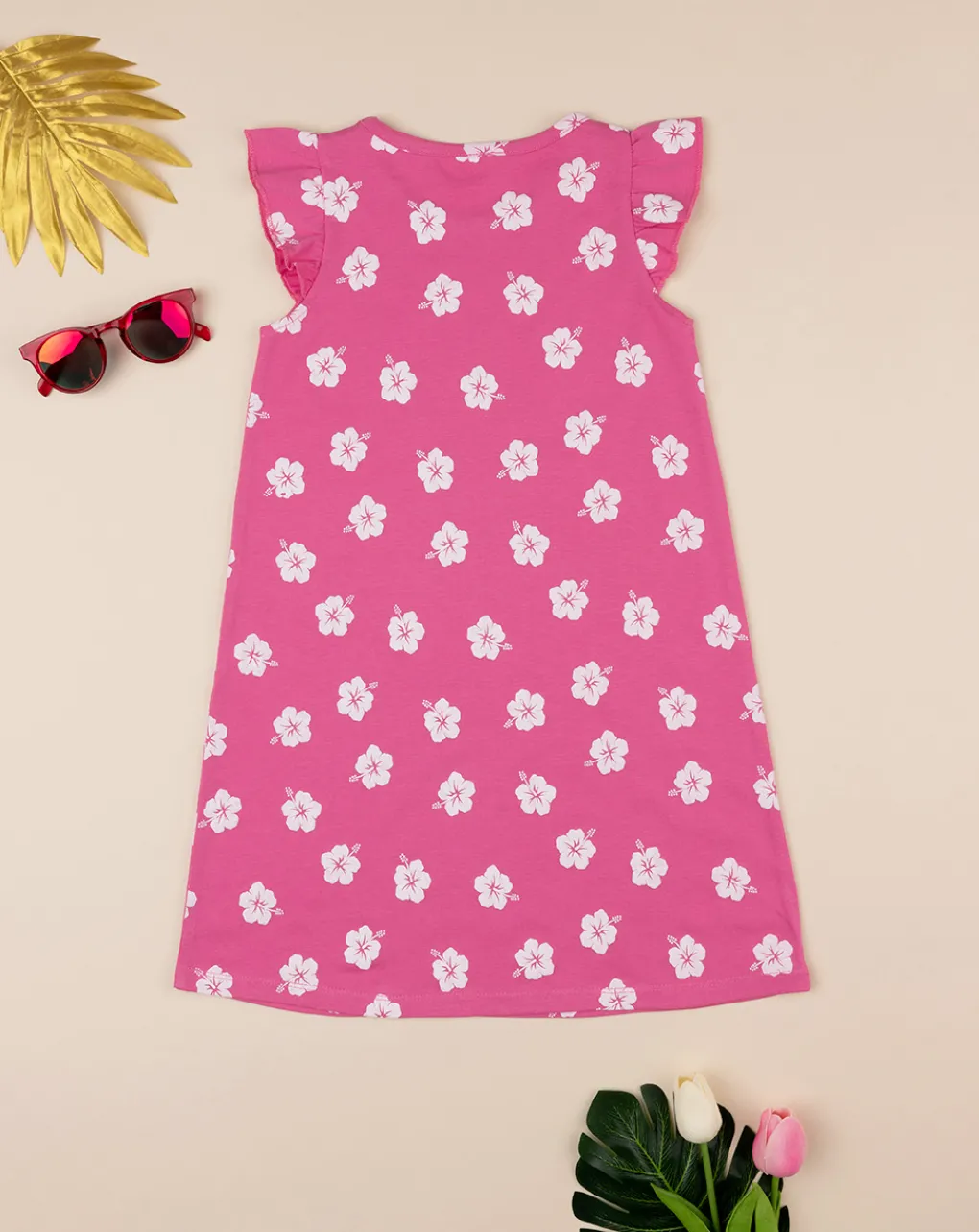 Prenatal Vestiti E Completi-Abito Fucsia Bambina Jersey Margherite Allover