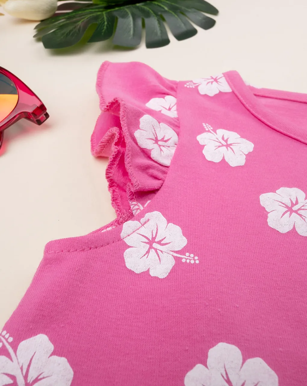 Prenatal Vestiti E Completi-Abito Fucsia Bambina Jersey Margherite Allover