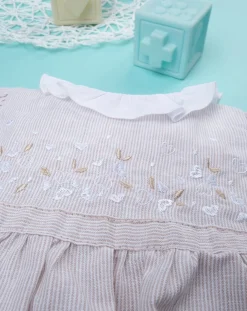 Prenatal Abiti Completi E Tutine-Abito Lino Bimba Rigato Beige