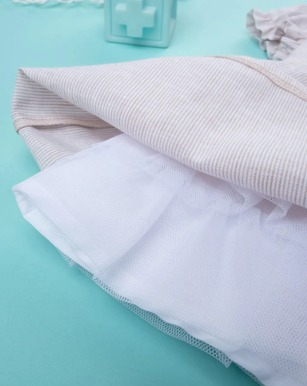 Prenatal Abiti Completi E Tutine-Abito Lino Bimba Rigato Beige