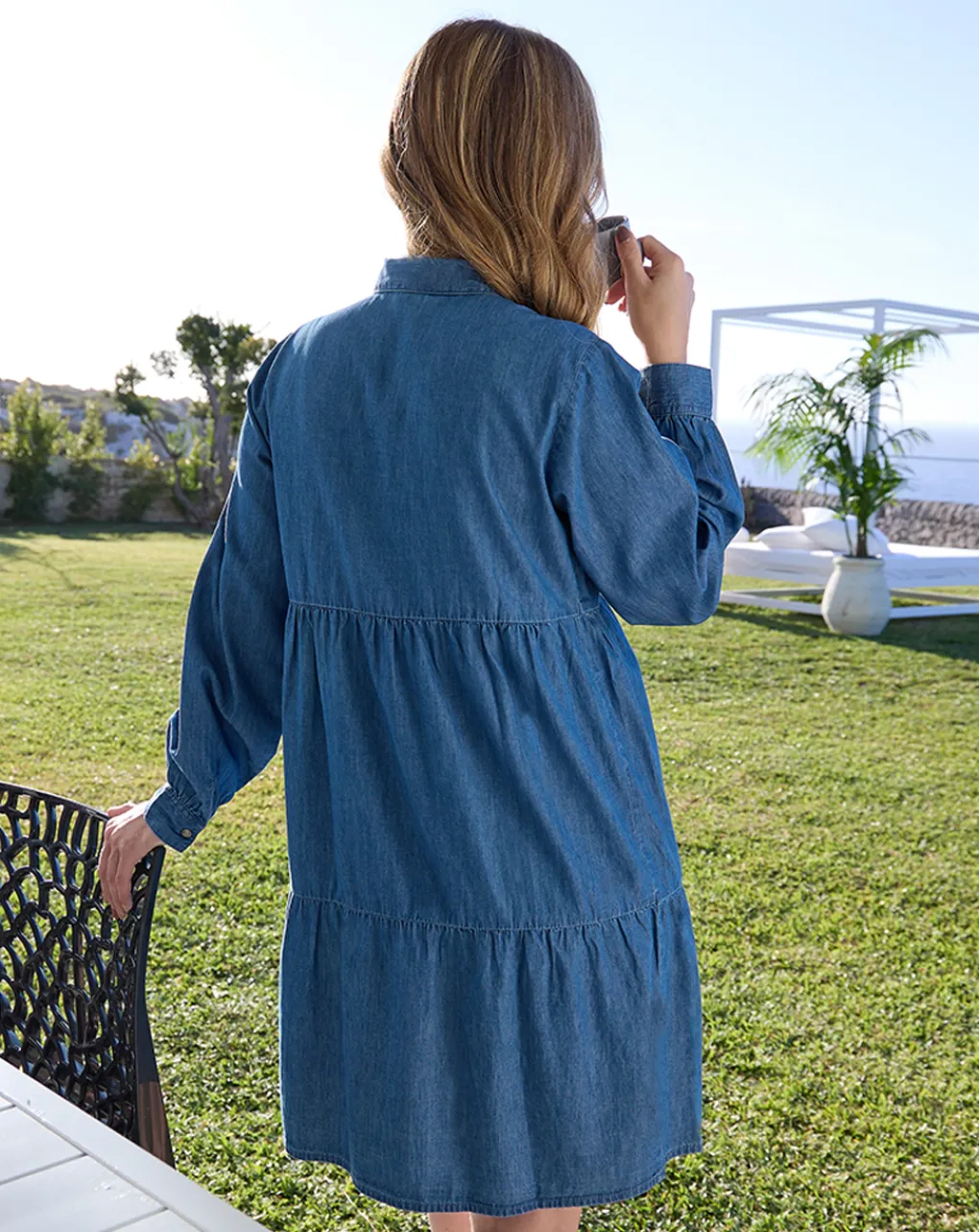 Prenatal Abiti E Completi-Abito Premaman Allattamento In Chambray