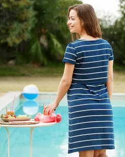 Prenatal Abiti E Completi-Abito Premaman Allattamento Blu Fantasia Righe