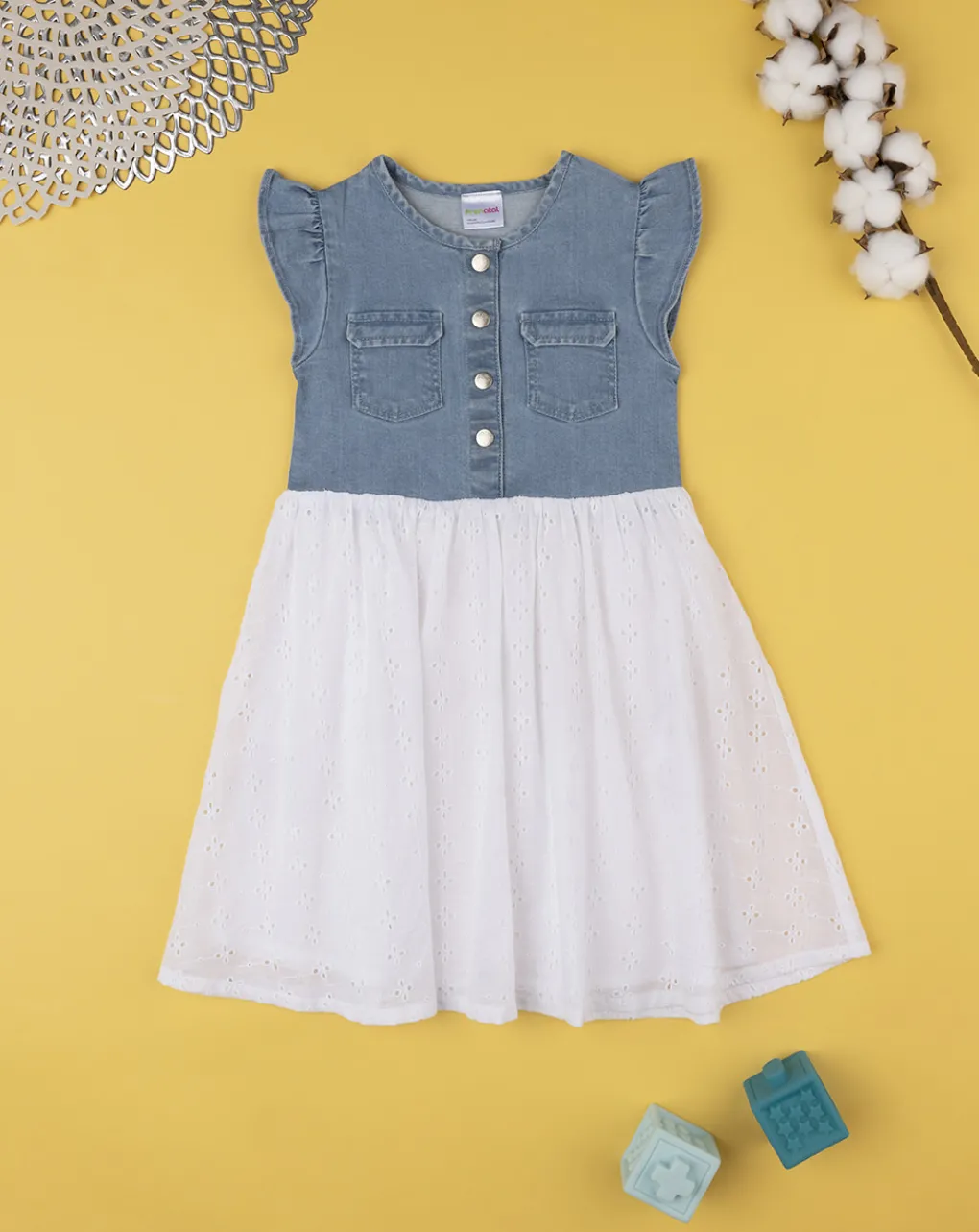 Prenatal Vestiti E Completi-Abito Tencel E Sangallo Bimba