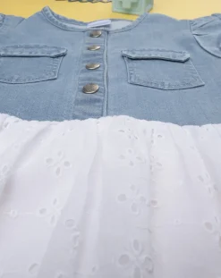 Prenatal Vestiti E Completi-Abito Tencel E Sangallo Bimba