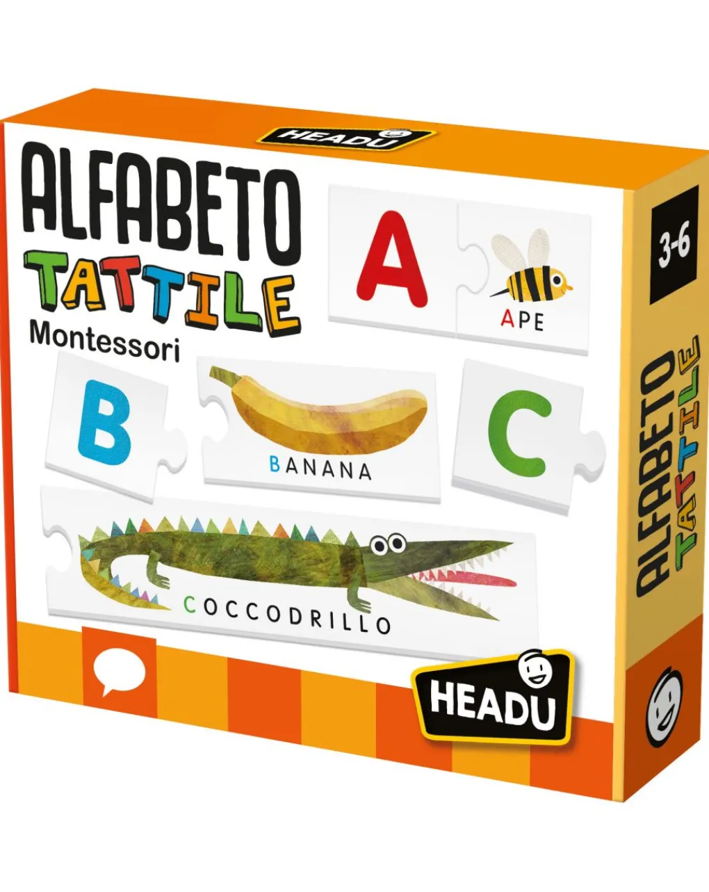Headu Giochi Didattici-Alfabeto Tattile Montessori. Un Gioco Per Imparare A Leggere A Tre Anni! 3/6 Anni -
