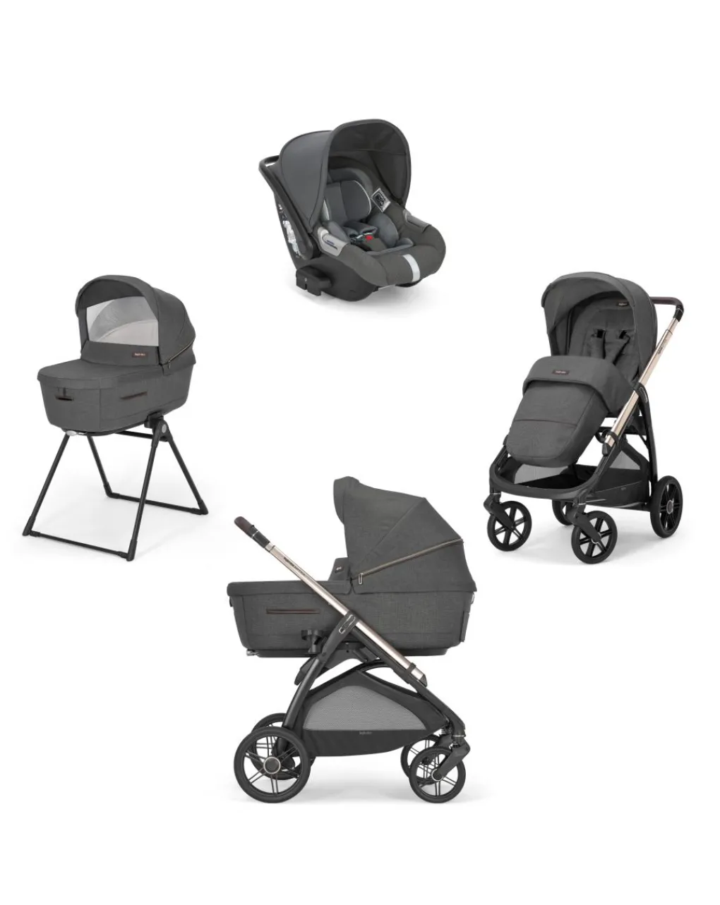 Inglesina Trio E Duo-Aptica System Quattro Colore Velvet Grey Con Seggiolino Auto Cab + Telaio Palladio -