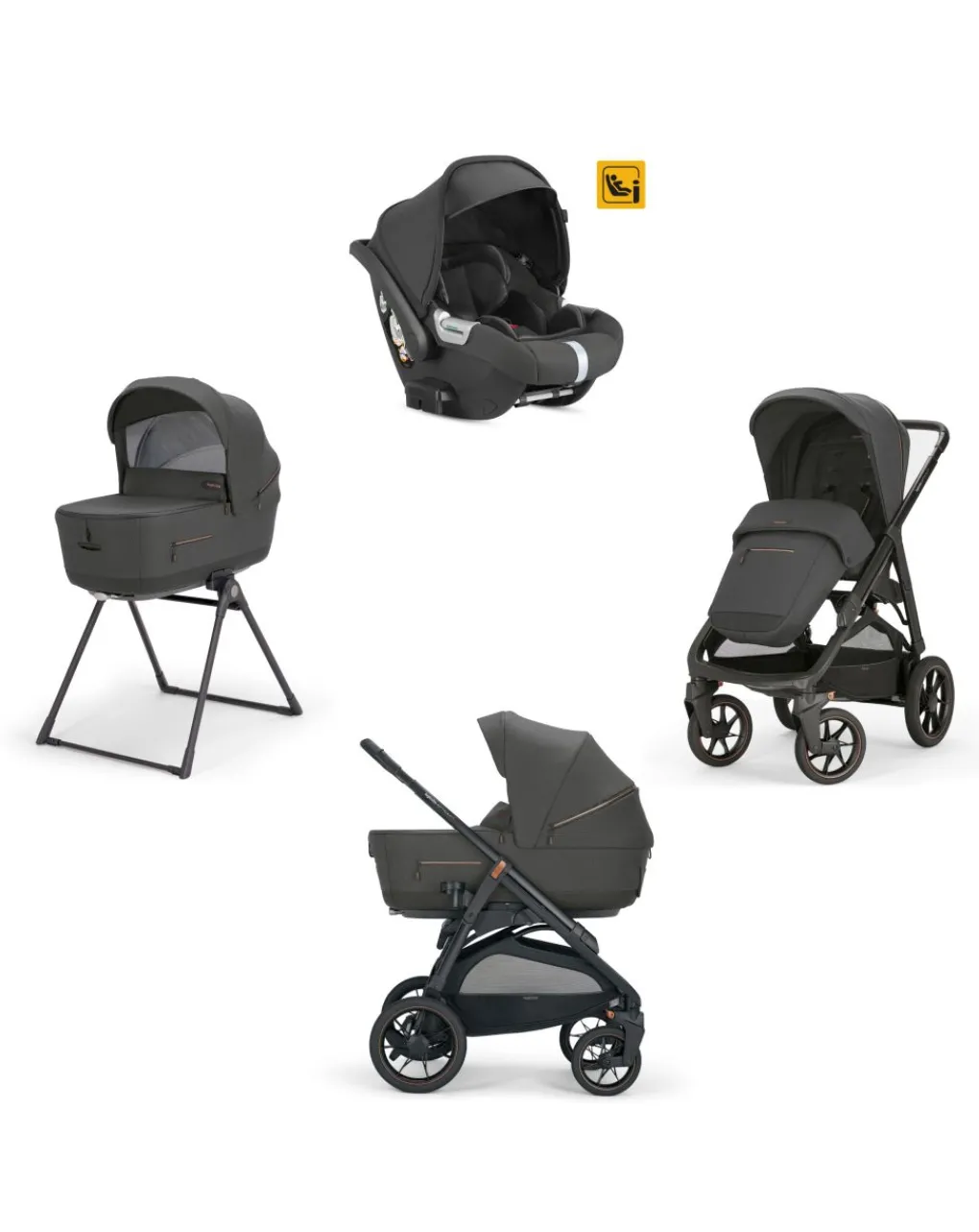 Inglesina Trio E Duo-Aptica Xt System Quattro Con Seggiolino Darwin E Telaio - Colore Magnet Grey -