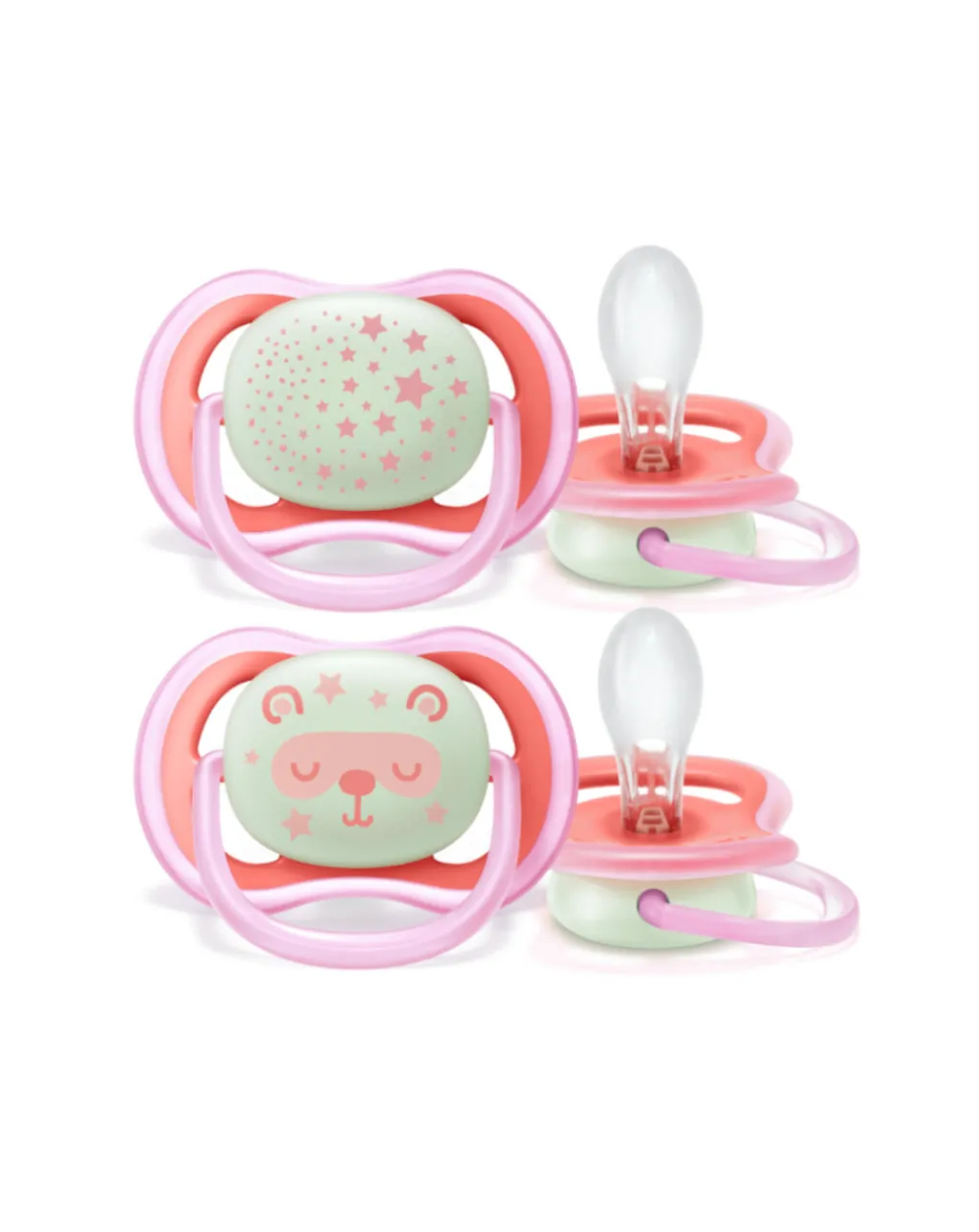Philips Avent Succhietti-Avent 2 Succhietti Ultra Air Night 6-19M Rosa