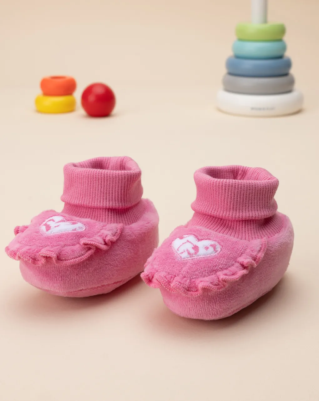 Prenatal Scarpine E Calze-Babbucce Ciniglia "Cuore” Bimba