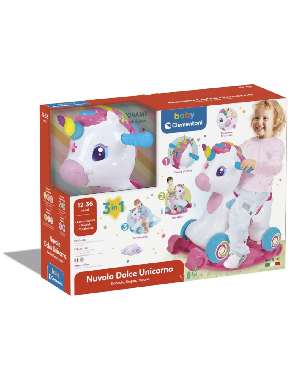 Baby Clementoni Giochi Primi Mesi-- Nuvola Dolce Unicornocavalcabile E Primi Passi