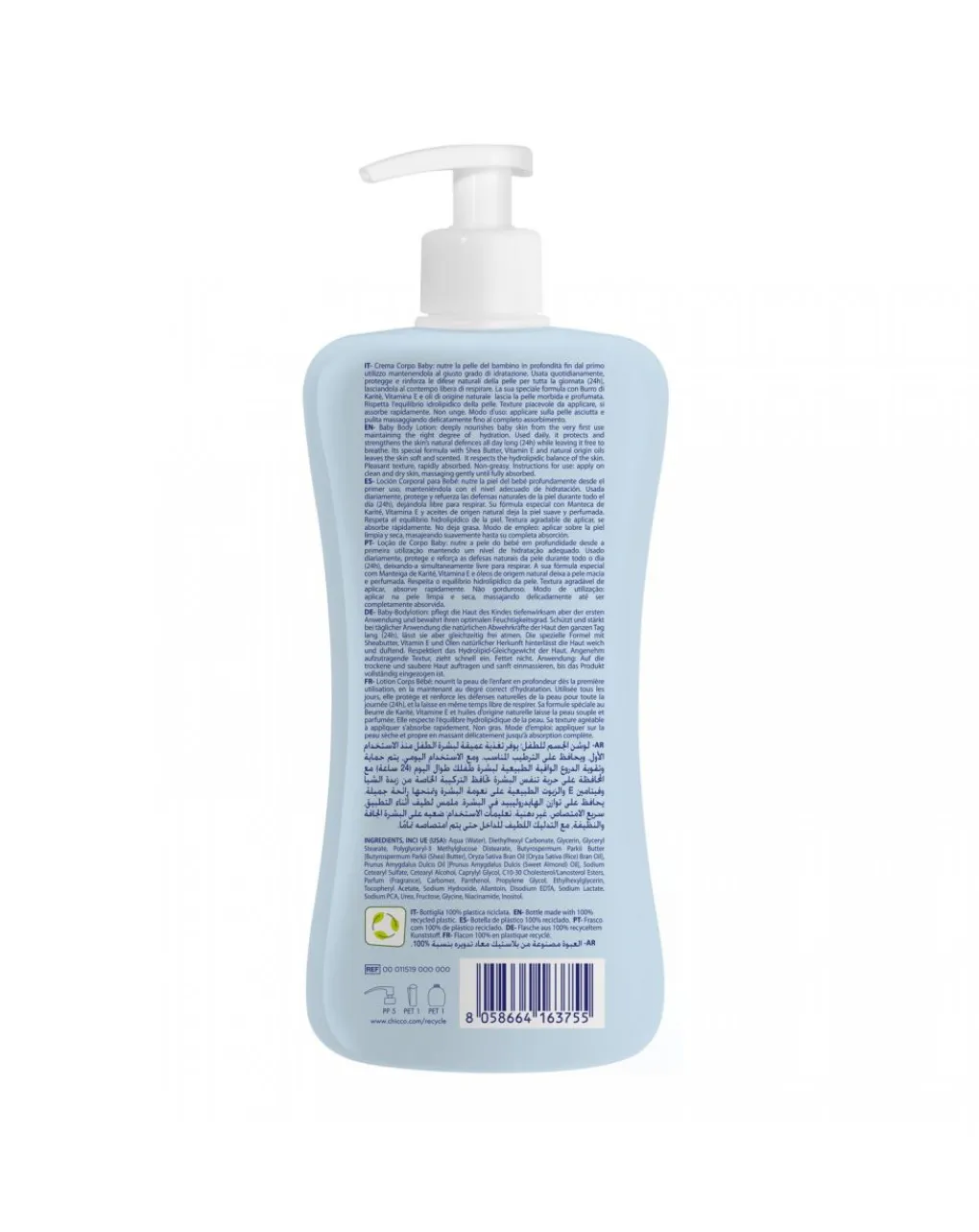 Chicco Creme Olii E Burrocacao-Baby Crema Corpo Natural Sensation 500Ml -