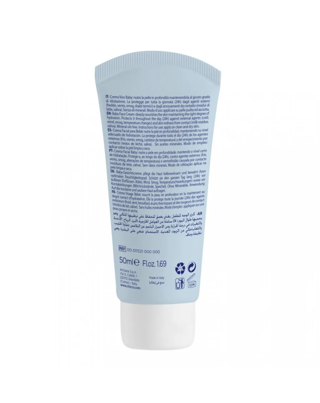 Chicco Creme Olii E Burrocacao-Baby Crema Viso Natural Sensation 50Ml -