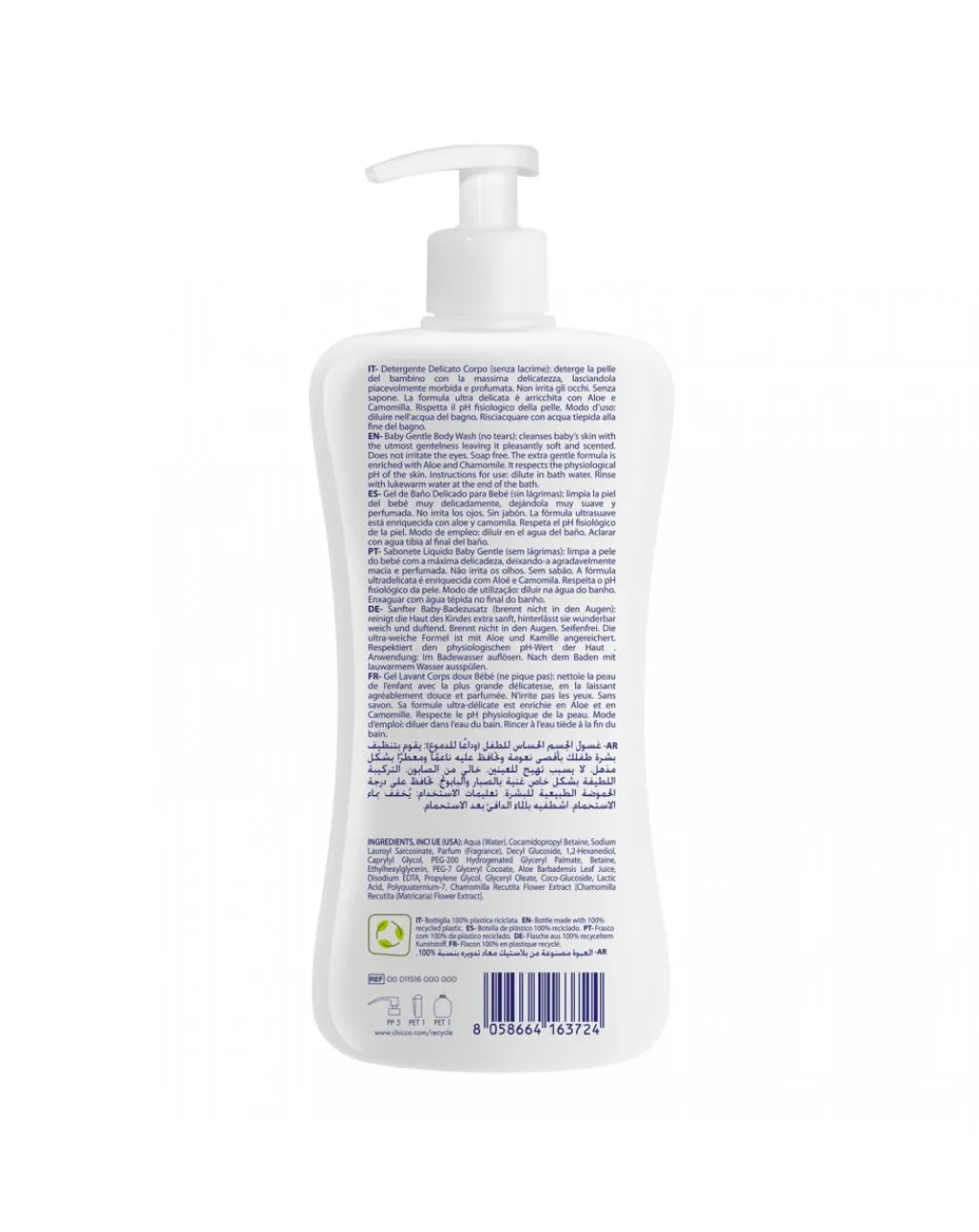 Chicco Saponi E Bagnoschiuma-Baby Detergente Corpo Natural Sensation 500 Ml -