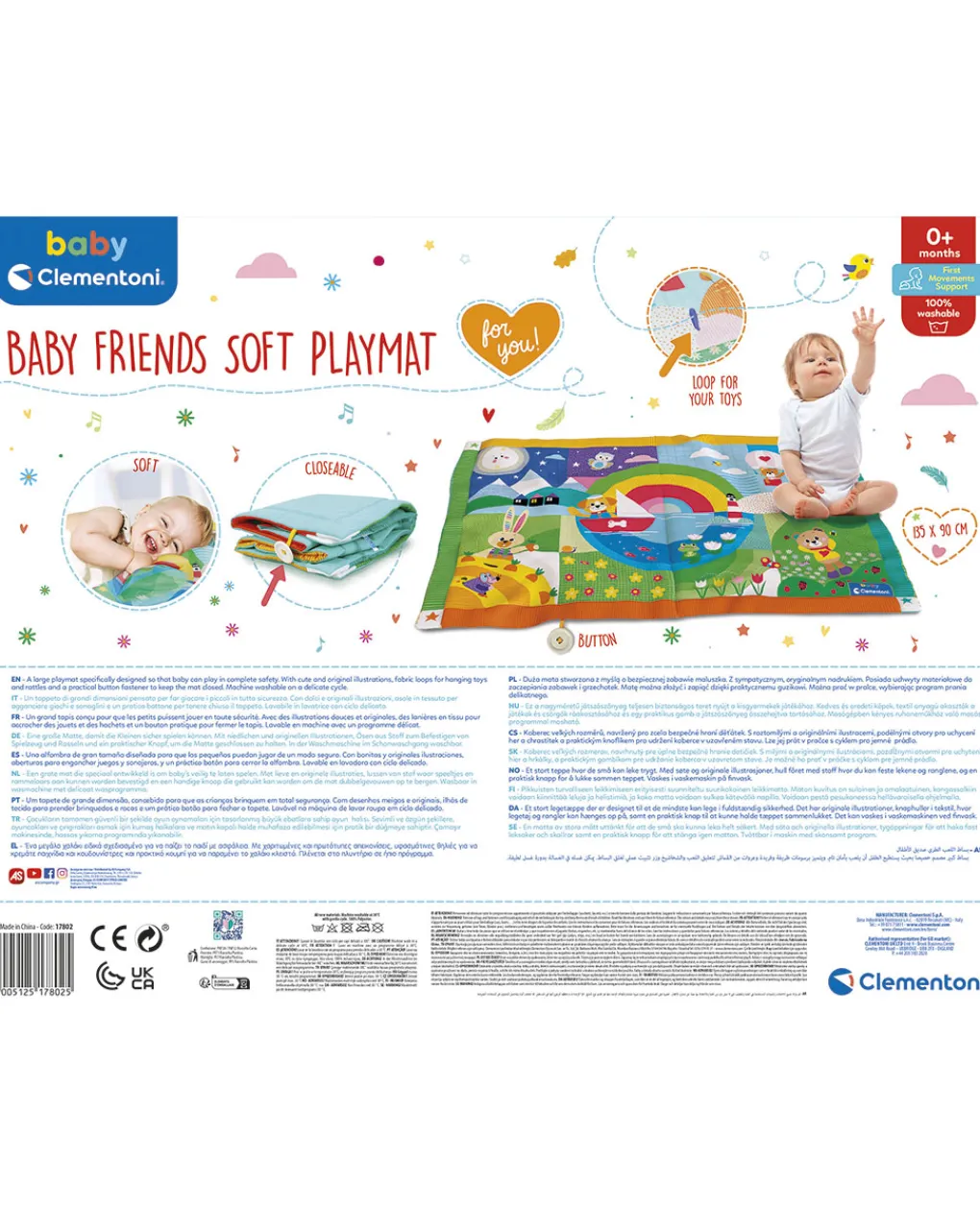 Baby Clementoni Palestrine E Tappeti Gioco-Baby Tappeto Soffice 135 X 90 Cm - For You