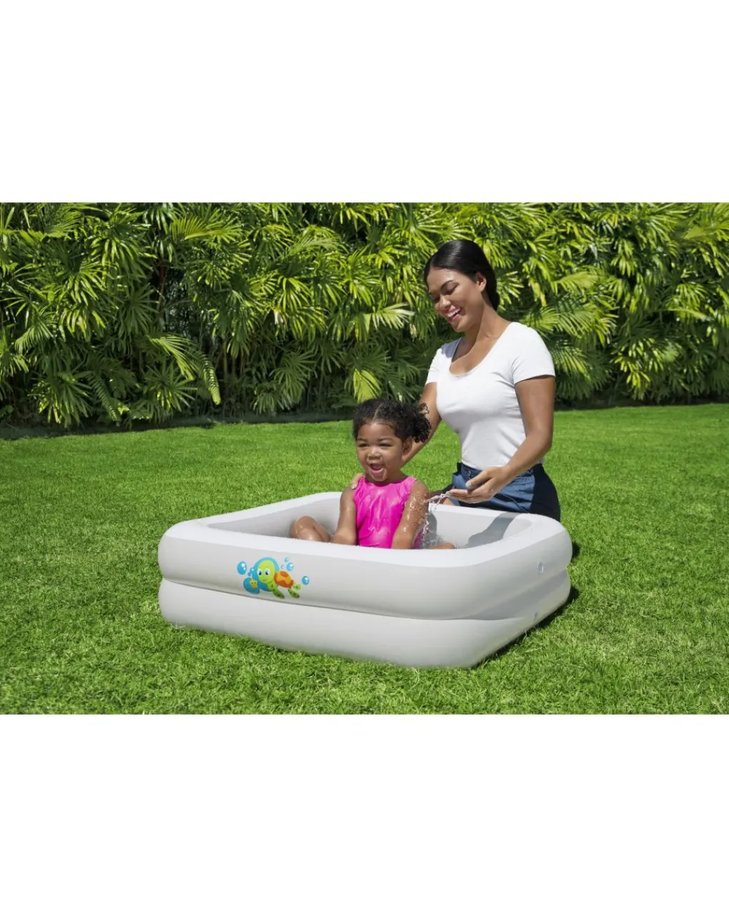 Bestway Secchielli E Giochi Mare-Bagnetto Baby Tub Quadrato Con Fondo Gonfiabile 86X86X25 Cm. Adatto Ai Box Doccia -