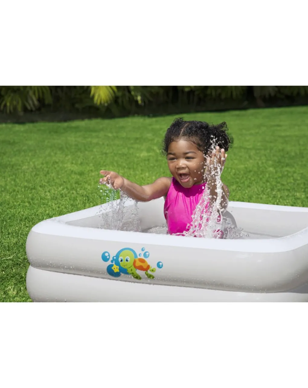 Bestway Secchielli E Giochi Mare-Bagnetto Baby Tub Quadrato Con Fondo Gonfiabile 86X86X25 Cm. Adatto Ai Box Doccia -
