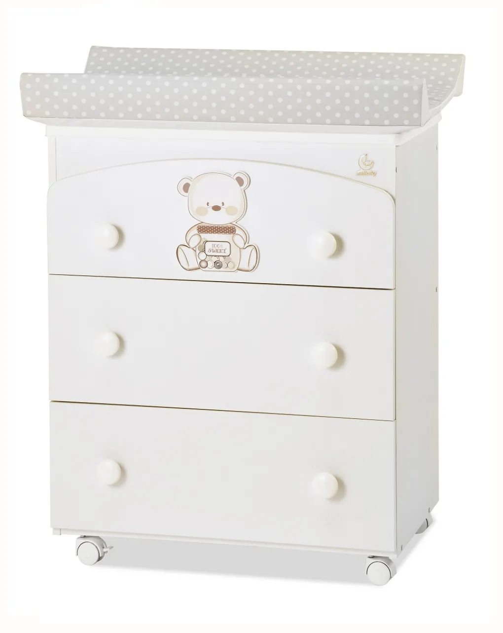 italbaby Cassettiere Fasciatoio-Bagnetto Cassettiera Mon Amour Bianco
