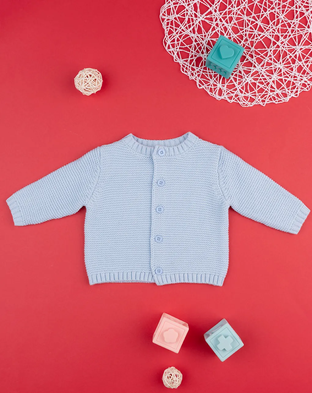 Prenatal Maglioni E Cardigan-Basico Cardigan Bimbo Tricot Azzurro