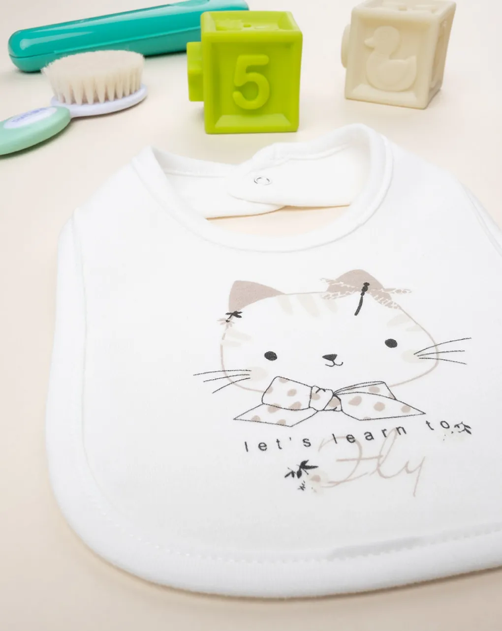 Prenatal Bavaglini-Bavaglino Bimba "Gattino” Bianco