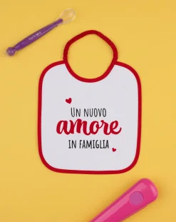 Prenatal Bavaglini-Bavaglino Bimbo Bianco/Rosso