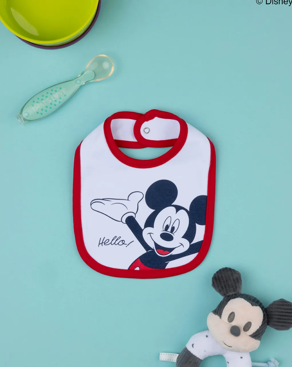 Prenatal Bavaglini-Bavaglino Bimbo "Mickey Mouse” Rosso