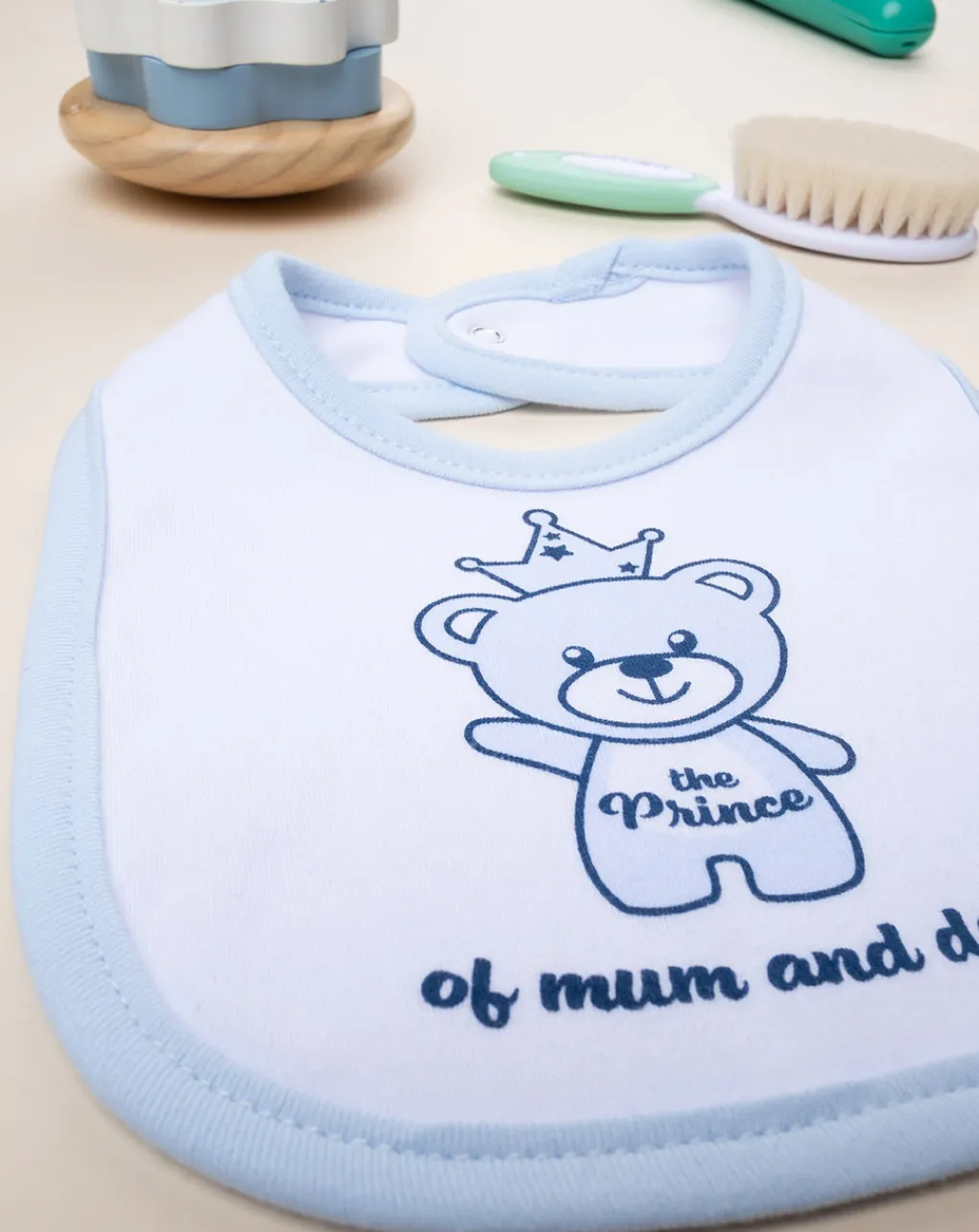 Prenatal Bavaglini-Bavaglino Bimbo "Teddy Prince” Azzurro