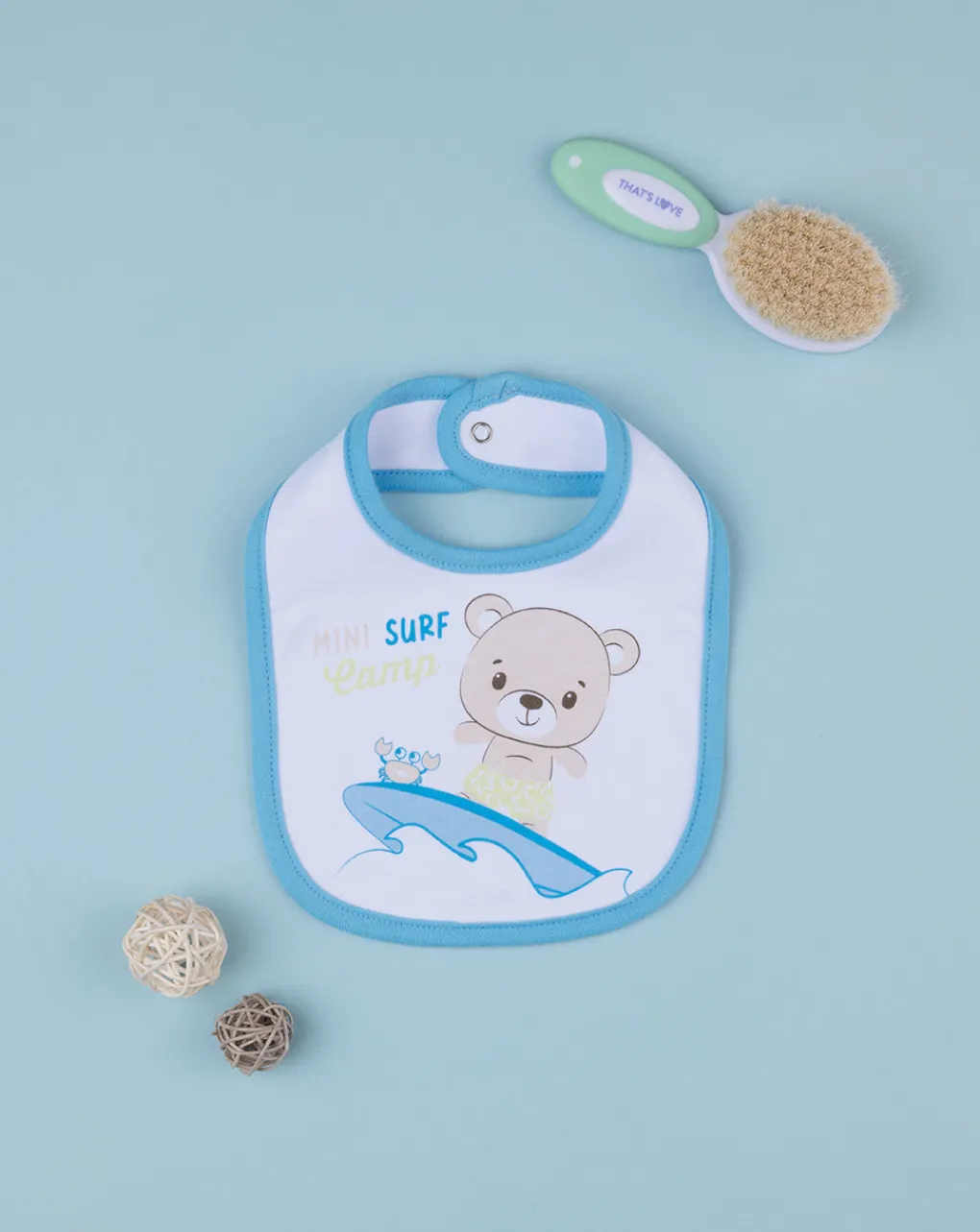 Prenatal Bavaglini-Bavaglino Bimbo "Teddy Surf” Azzurro