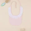 Prenatal Bavaglini-Bavaglino Neonata In Piquet Rosa Con Sangallo