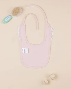 Prenatal Bavaglini-Bavaglino Neonata In Piquet Rosa Con Sangallo
