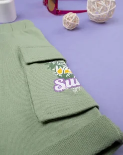 Prenatal Jeans Pantaloni E Salopette-Bermuda Bambino Verdi In Felpina 