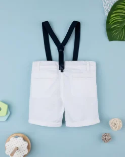 Prenatal Jeans Pantaloni E Salopette-Bermuda Eleganti In Twill Bianco Bimbo