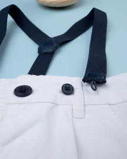 Prenatal Jeans Pantaloni E Salopette-Bermuda Eleganti In Twill Bianco Bimbo