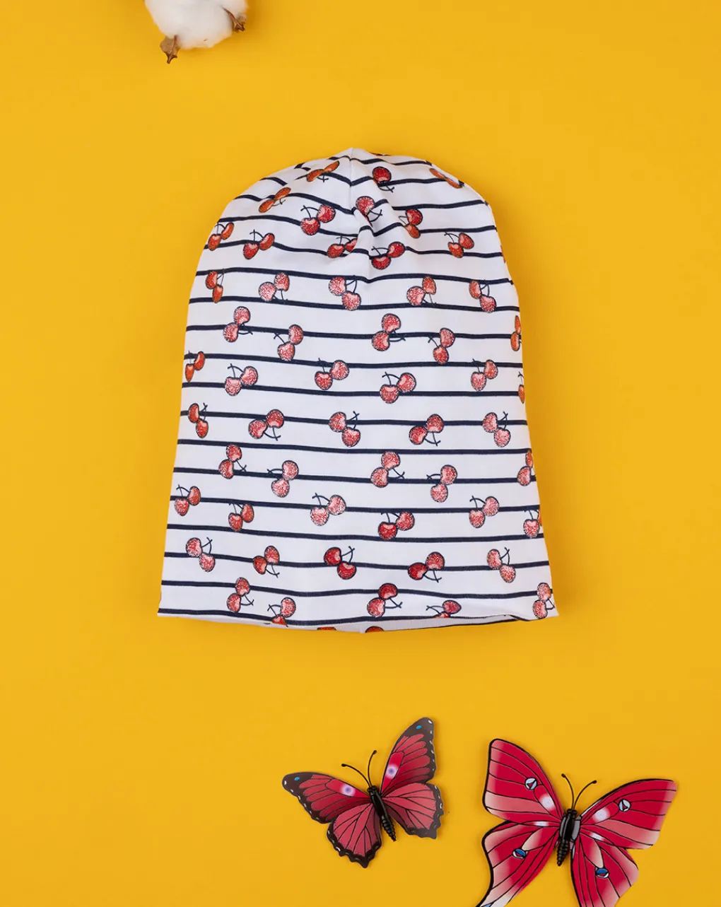 Prenatal Cappelli E Sciarpe-Berretto Jersey Bimba "Ciliegie”