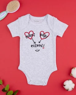 Prenatal Magliette E Body Intimi-Body Bimbo Grigio "Mamy - Papy”
