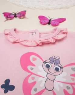 Prenatal Magliette Camicie E Body-Body Rosa Maniche Lunghe Bimba Farfalle