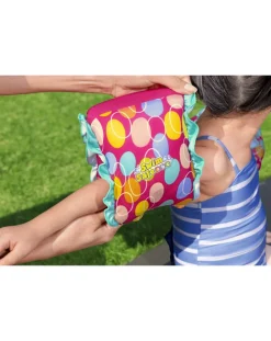 Bestway Secchielli E Giochi Mare-Braccioli In Tessuto Swim Safe Abc? Aquastar? 38×14 Cm. Chiusura Regolabile Misura S/M - 2 Colori Assortiti -
