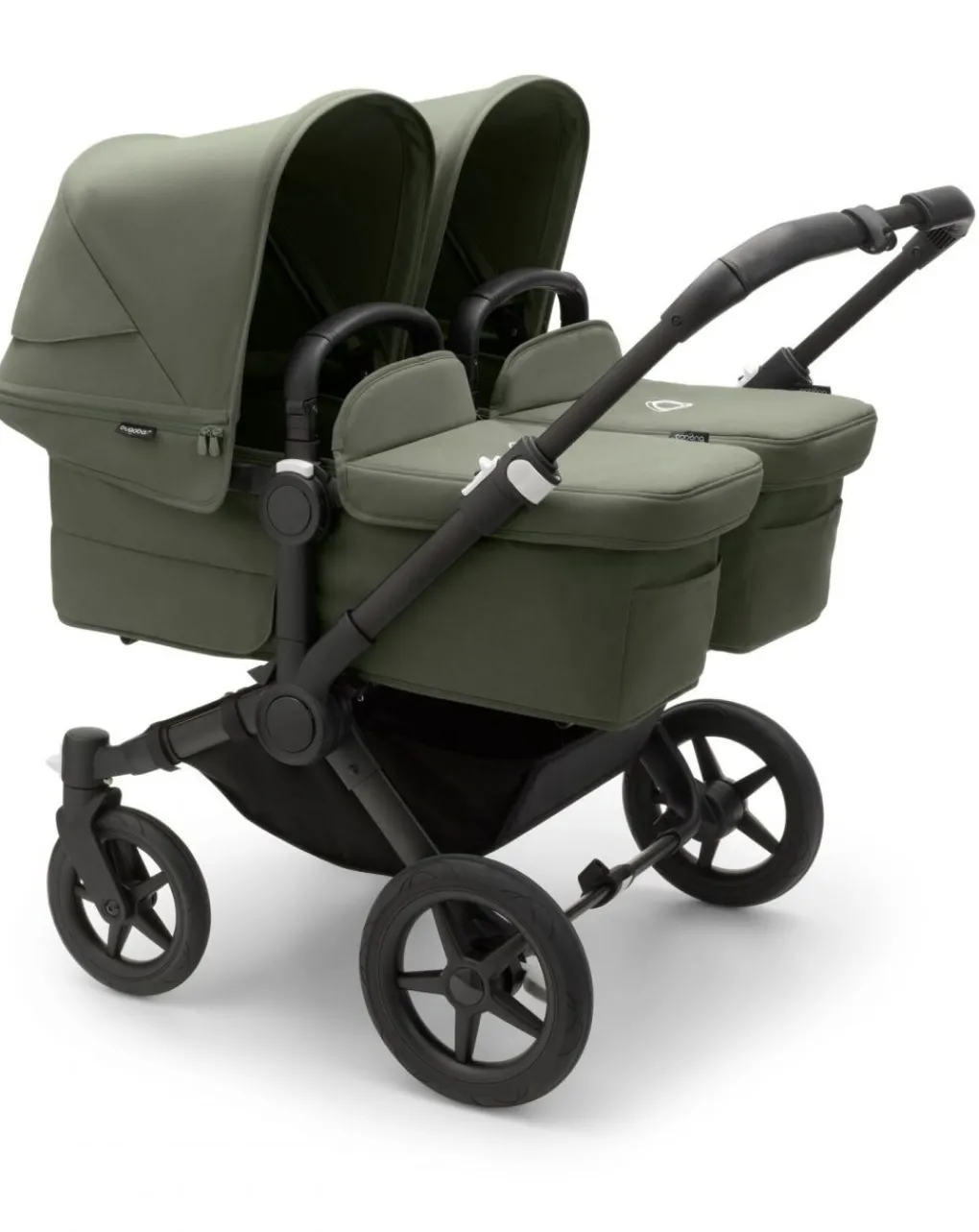 Bugaboo Trio E Duo Gemellari-Donkey 5 Gemellare Navicella E Passeggino Telaio Nerotessuti E Cappottina Forest Green