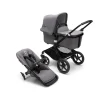 Bugaboo Trio E Duo-Fox 3 Navicella E Passeggino Telaio Nerotessuti E Cappottina Grey Melange
