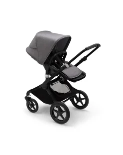 Bugaboo Trio E Duo-Fox 3 Navicella E Passeggino Telaio Nerotessuti E Cappottina Grey Melange