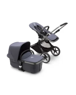 Bugaboo Trio E Duo-Fox 3 Navicella E Passeggino Telaio Graphitetessuti E Cappottina Stormy Blue