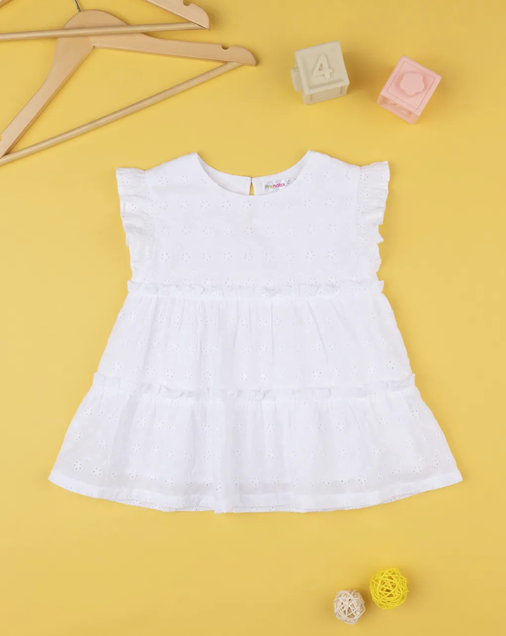 Prenatal Magliette E Camicie-Camicia Bimba Sangallo Bianca